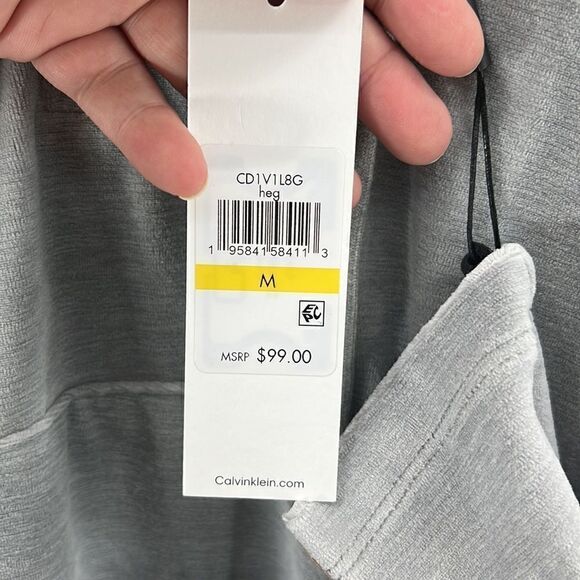 Calvin Klein Velour Partial Zip Hooded Sportswear Dress- Gray- Size Med- NWT - Picture 3 of 7